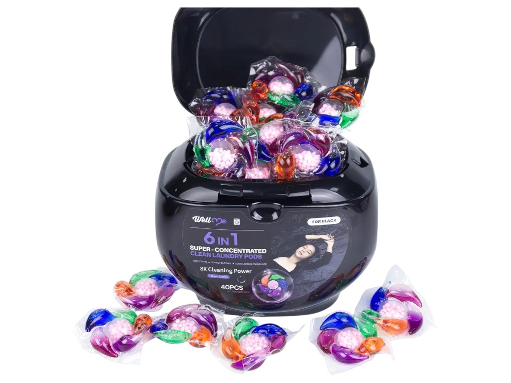 Капсулы для стирки Black WellMe, 6 в 1, 40шт