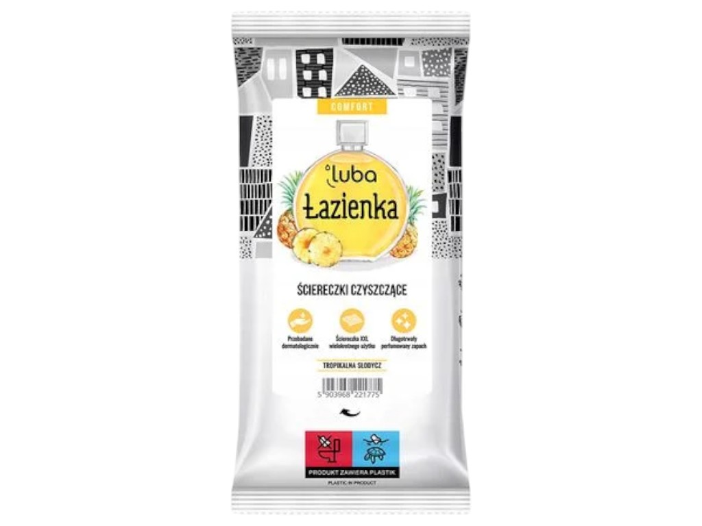 Салфетки влажные для мытья ванной комнаты Luba Comfort, парфюмированные, аромат ананас, 32шт