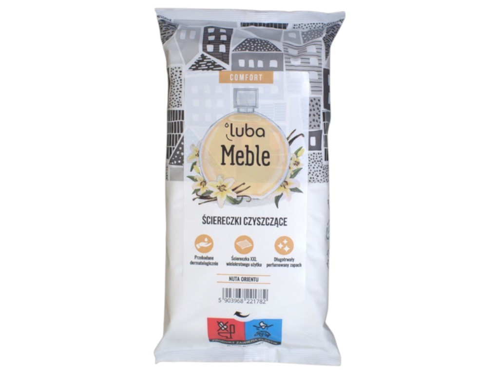 Салфетки влажные для мытья мебели Luba Comfort, парфюмированные, аромат ваниль, 32шт