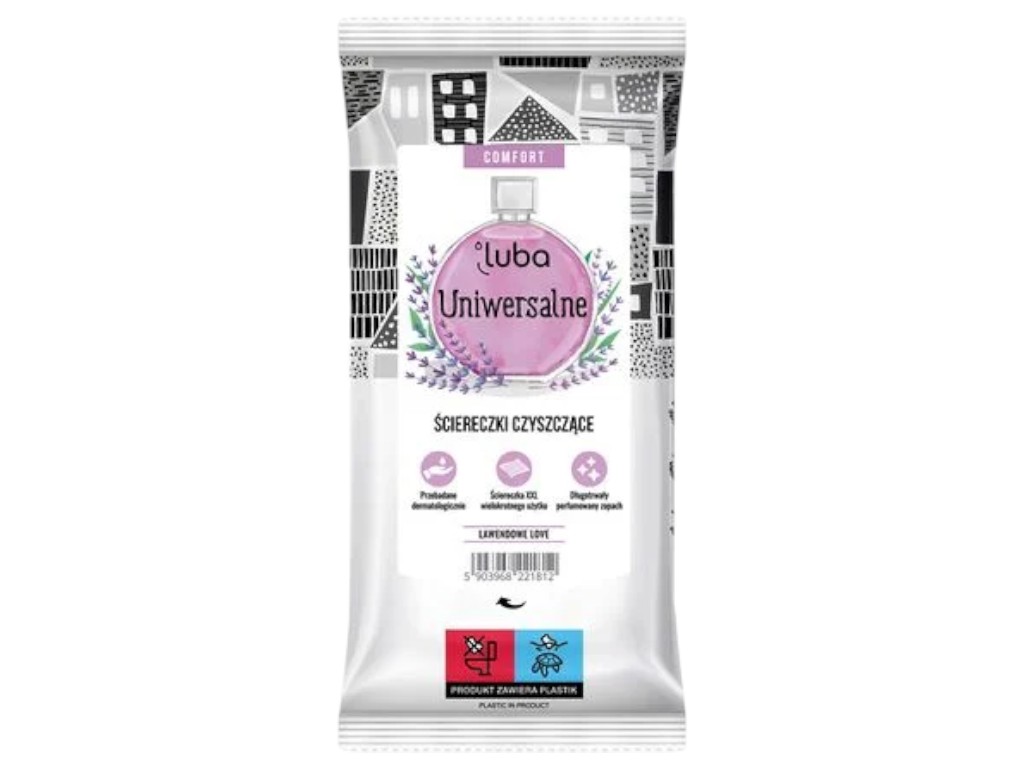Салфетки влажные для для уборки Luba Comfort, универсальные, парфюмированные, аромат лаванда, 32шт