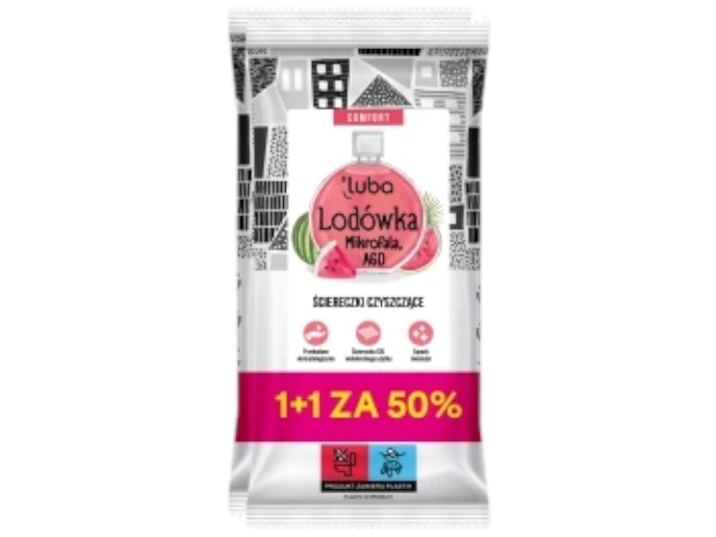 Салфетки влажные Luba Comfort 1+1, для кухни и бытовой техники, парфюмированные, 32+32шт
