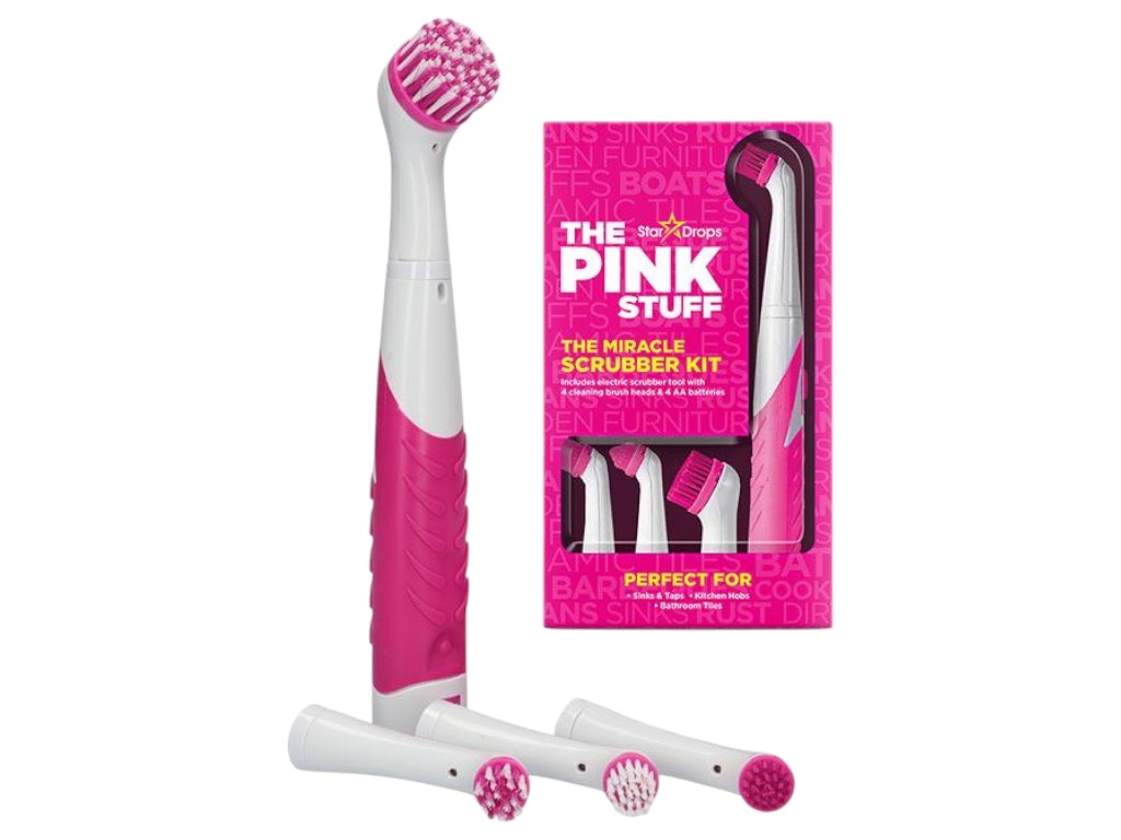 Електрична щітка для чищення Stardrops The Pink Stuff Miracle Scrubber Kit, 4 насадки, рожевий