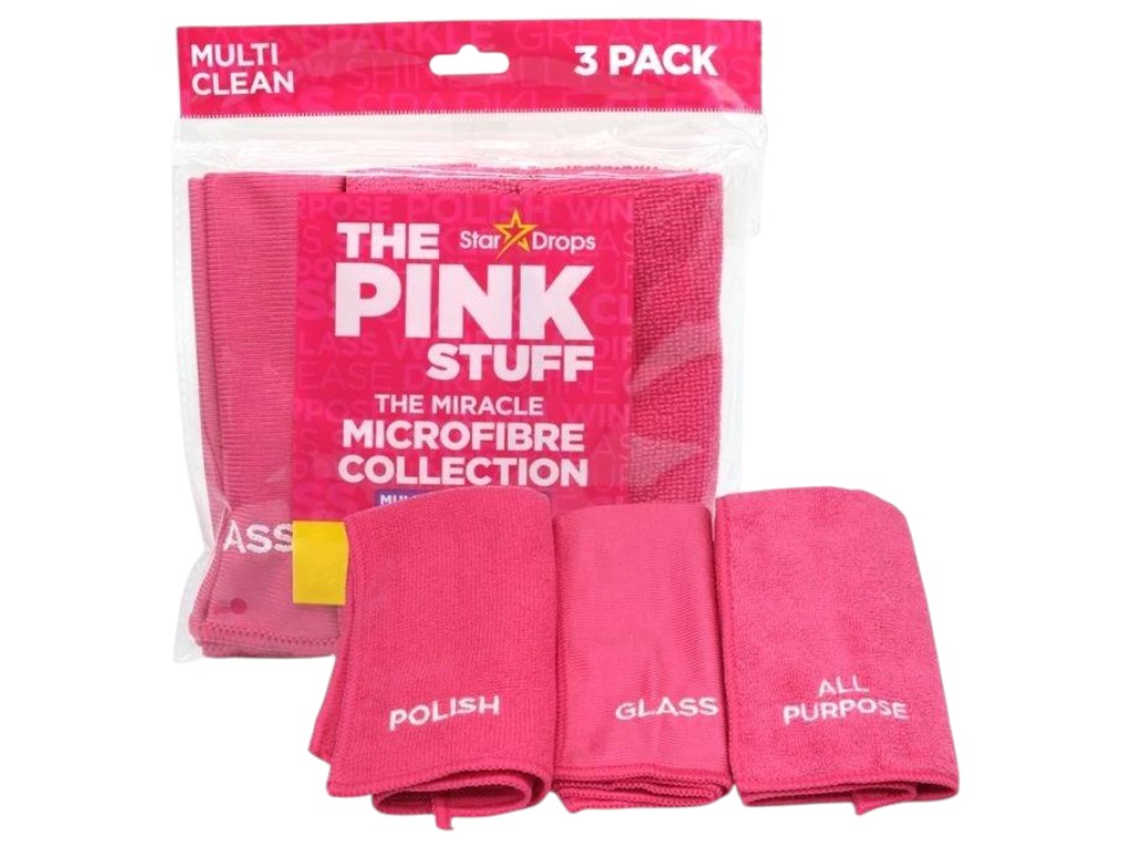 Набір серветок із мікрофібри The Pink Stuff, 30×30см, без розводів, 3шт