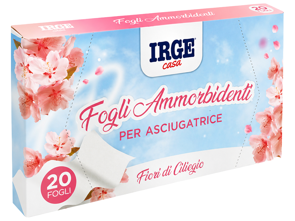 Салфетки для сушильной машины IRGE Fogli Ammorbidenti, аромат цветущей вишни, 20 шт Салфетки для сушильной машины IRGE Fogli Ammorbidenti, аромат цветущей вишни, 20 шт