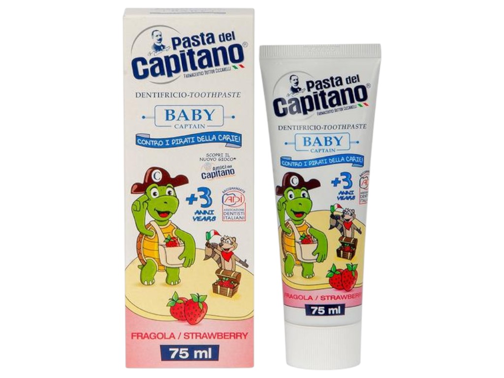Зубная паста-гель Pasta Del Capitano Baby 3+, с фтором и кальцием, вкус клубника, 75мл