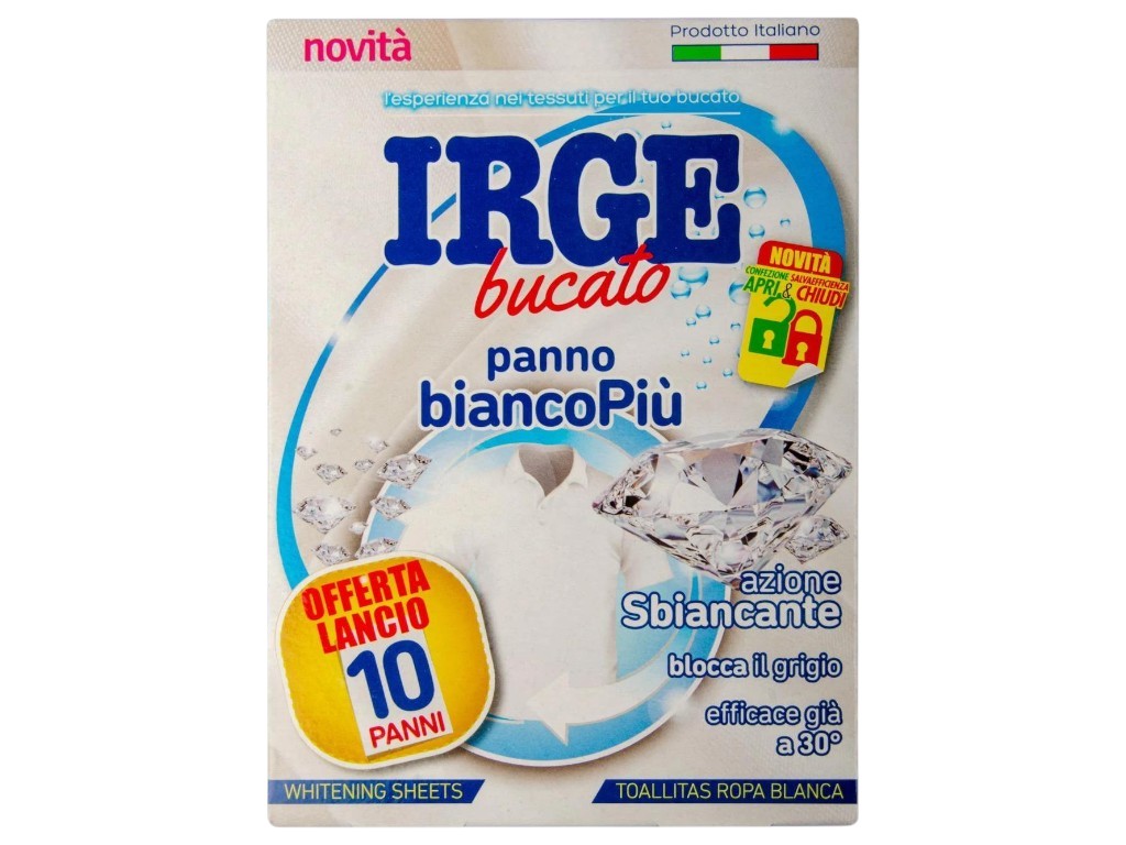 Серветка-пастка Irge для білої білизни, відбілюючі компоненти, автомат (ціна за 10шт)