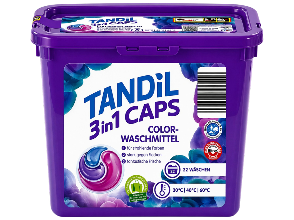 Капсулы для стирки Tandil 3 in 1 Caps Color, 22 шт