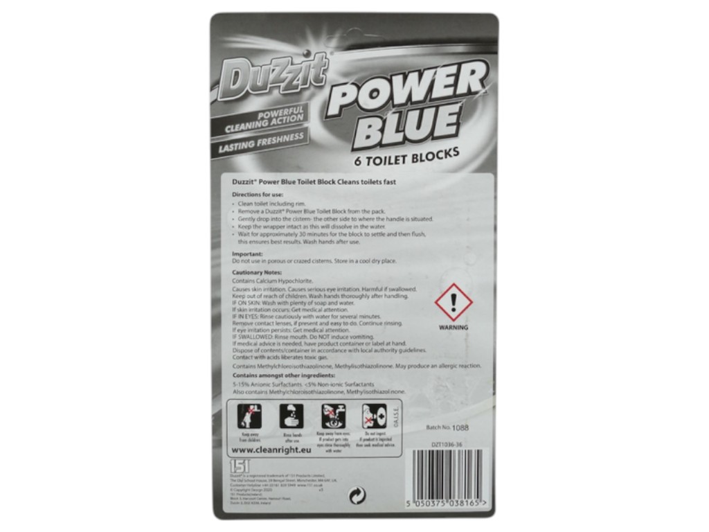 Таблетки Duzzit Power Blue для сливного бачка, 6 штук