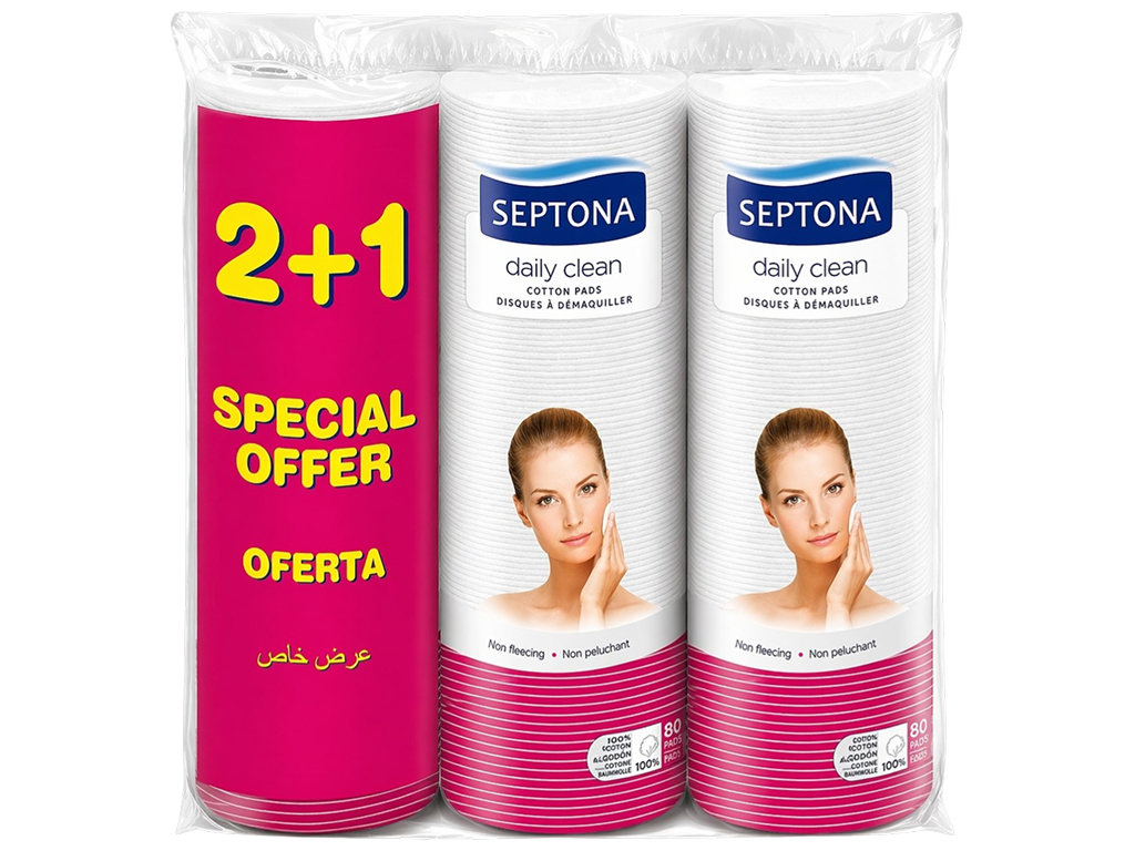 Ватные диски Septona Daily Clean, 3×80 шт (2+1)