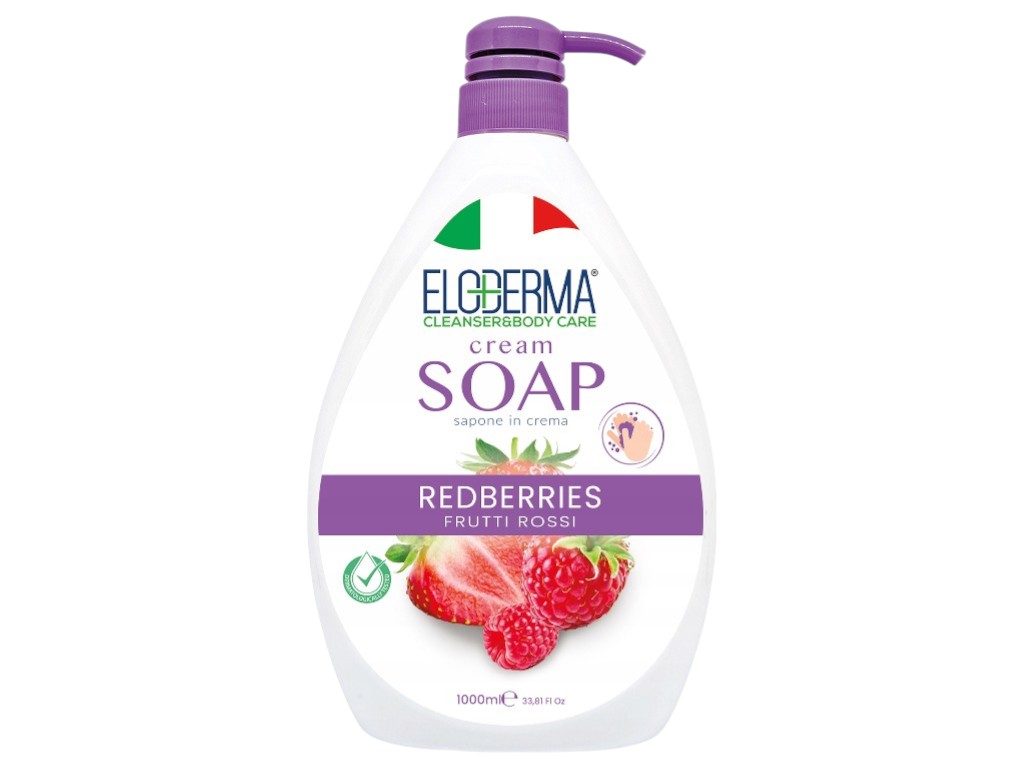 Крем-мило антибактеріальне Eloderma Sapone In Crema з ароматом червоних ягід, 1000мл