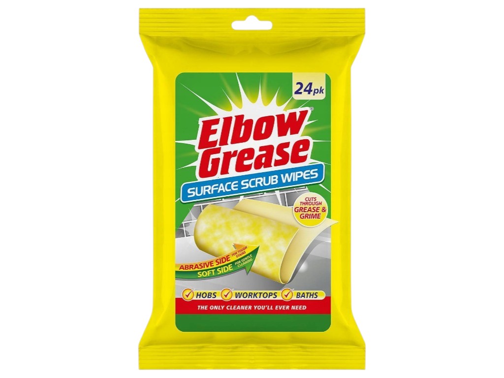 Серветки вологі для прибирання Elbow Grease Surface Scrub Wipes, двосторонні, з ароматом лимона,24шт