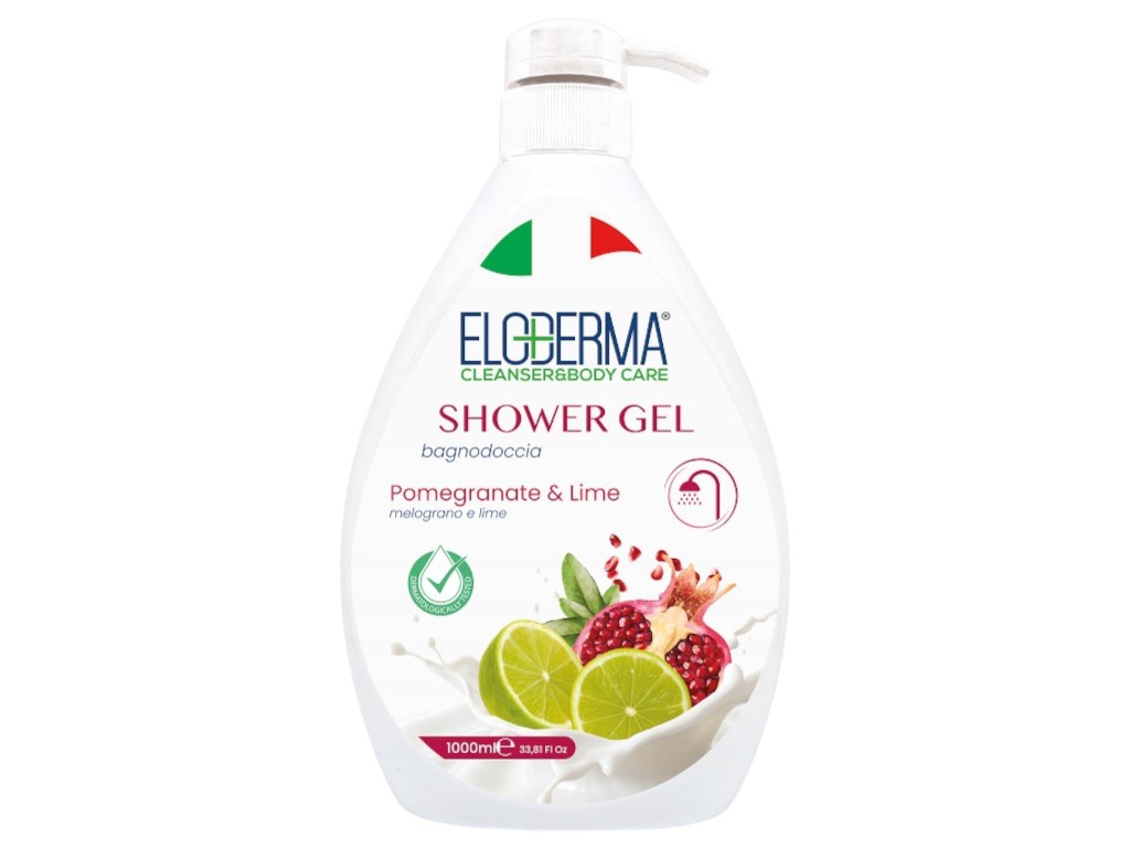 Гель для душа Eloderma Pomegranate & Lime, универсальный, аромат гранат и лайм, 1000мл