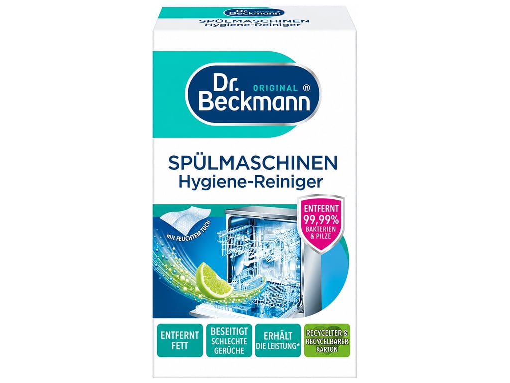 Антибактериальный очиститель для посудомоечных машин Dr. Beckmann с салфеткой, 75 г, (цена за набор)