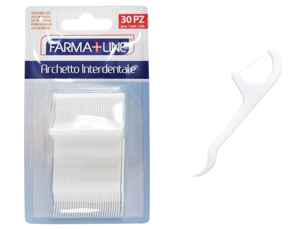 Зубные нити-палочки Farma Line, U-образная, нейлон, пластик, 14×8×0,8см, 30шт