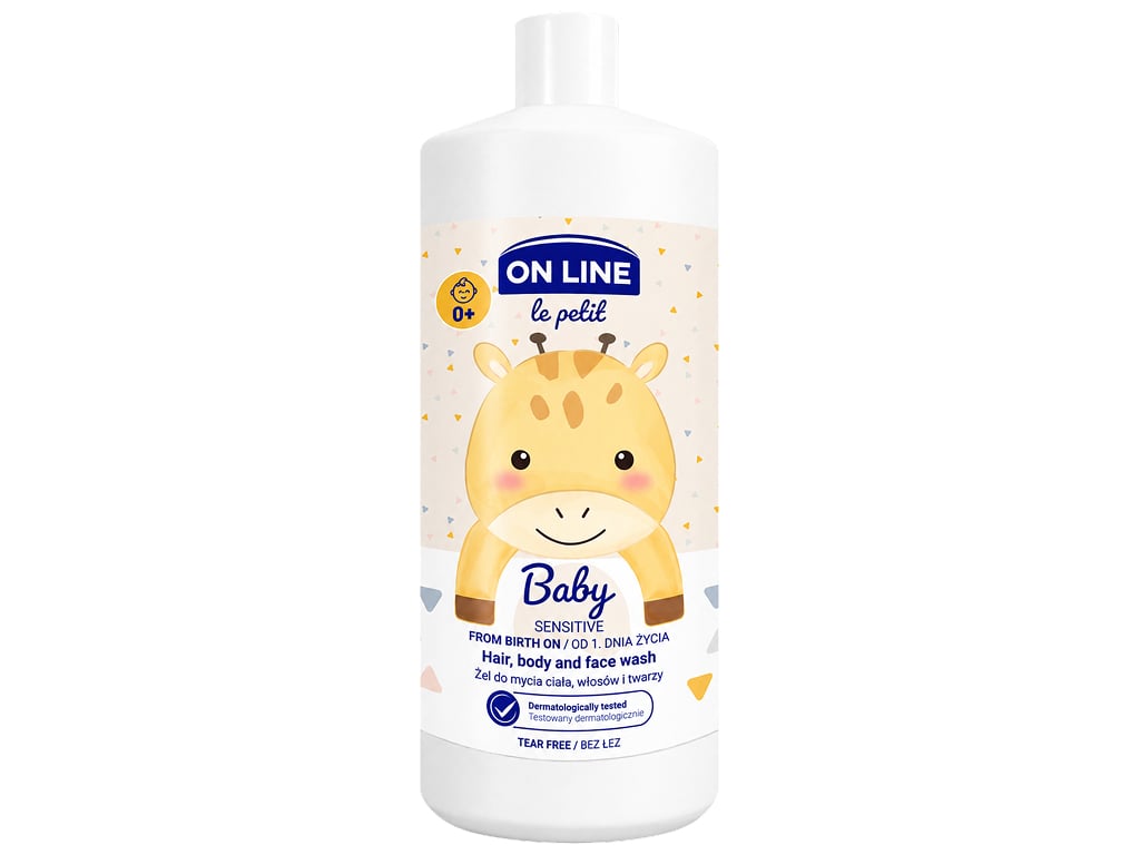Дитячий гель 3 в 1 On Line Le Petit Baby Sensitive для тіла, волосся та обличчя з народження, 850 мл