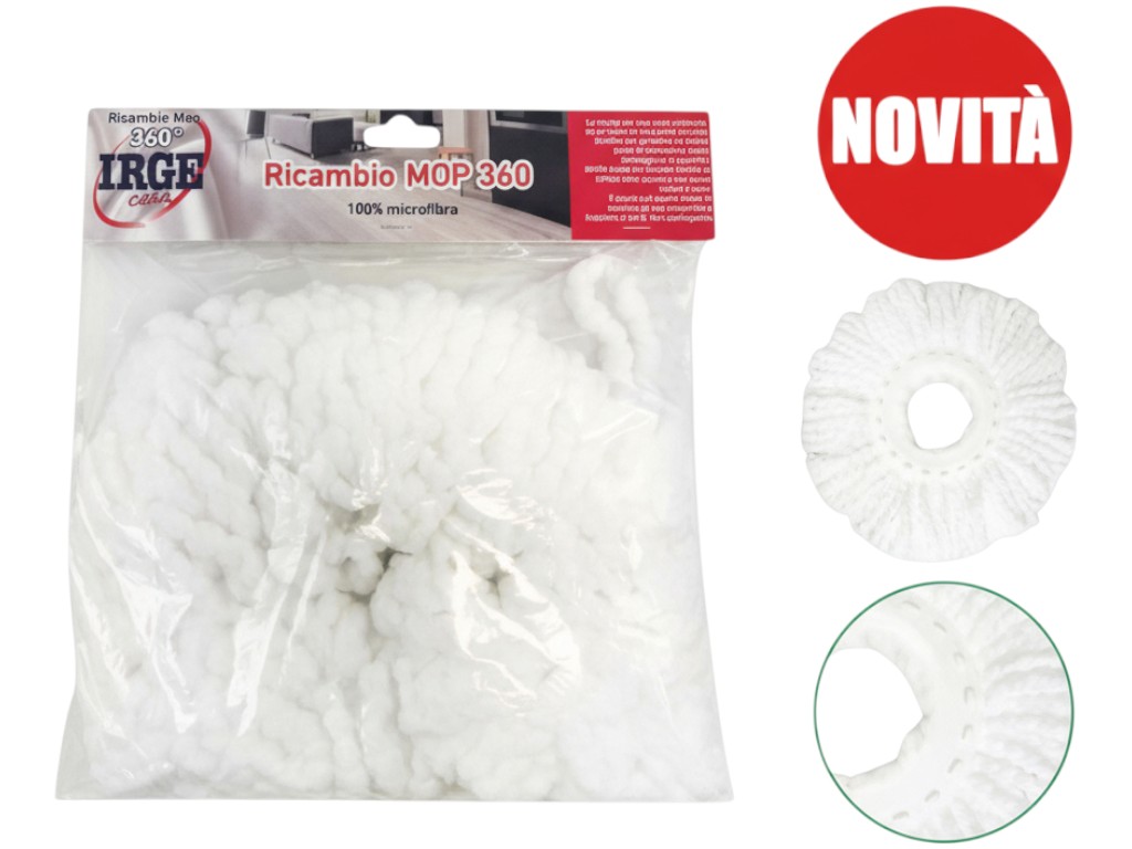 Блок сменный для швабры Irge MoP360, для системы с педалью Mop 350, микрофибра, запаска
