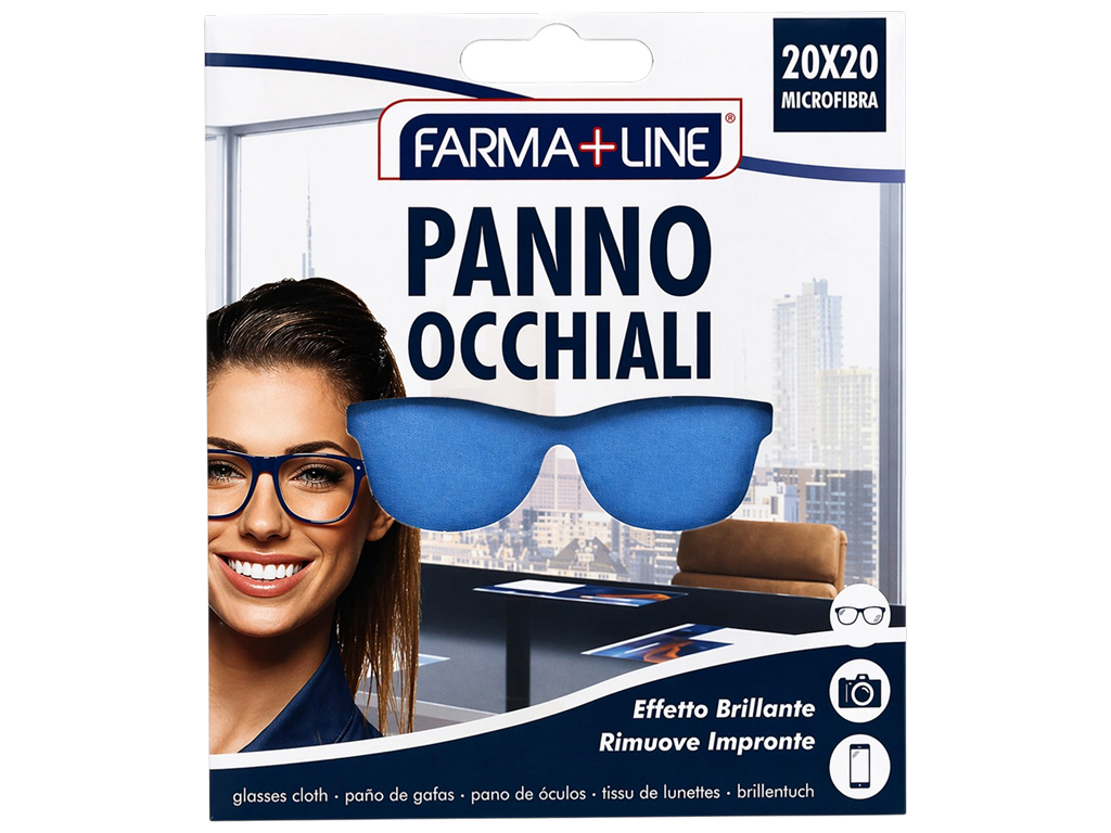 Серветка для очищення окулярів, лінз та екранів Farma Line, мікрофібра, 20×20см