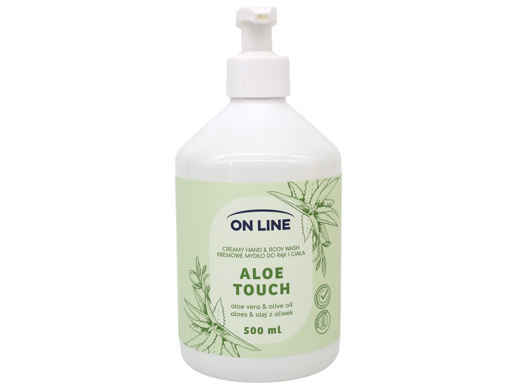 Крем-мило для рук та тіла On Line Aloe Touch з алое віра та оливковою олією, 500 мл