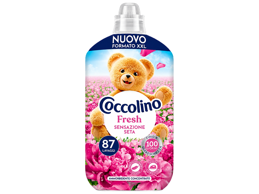 Кондиціонер для білизни Coccolino Fresh Sensazione Seta з ароматом троянди, 87 прань, 1,85 л