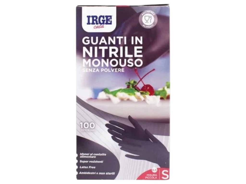 Перчатки Irge одноразовые нитриловые без пудры, размер s, цвет чёрный