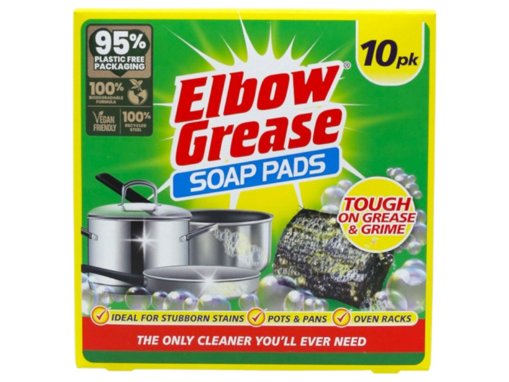 Губка Elbow Grease металлическая с мыльным раствором для мытья посуды, 10 штук.