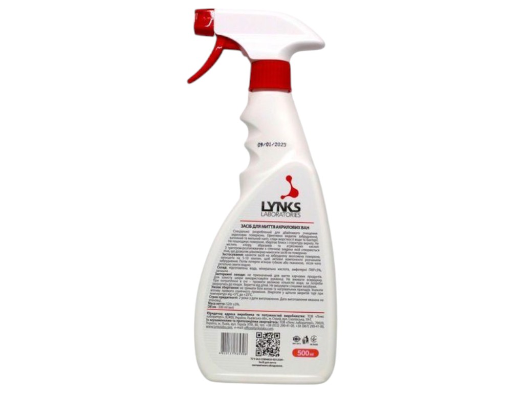 Средство Lynks Laboratories для мытья акриловых ванн, 500 мл