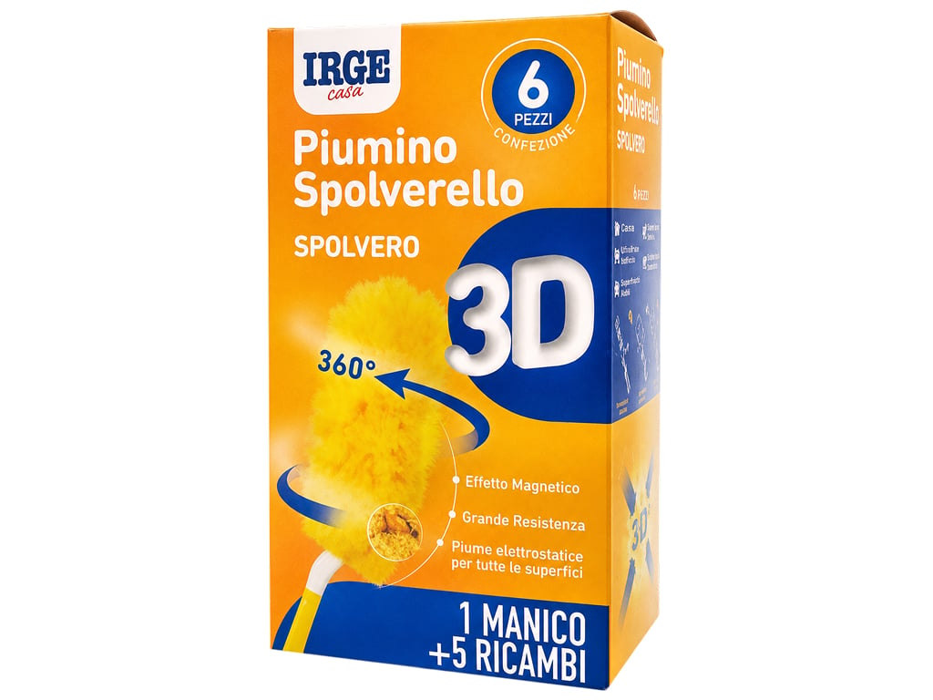 Набір для швабри IRGE Spolverello 3D, ручка та 5 змінних насадок, 6 предметів, (ціна за набір)