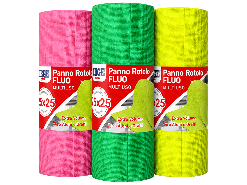 Салфетки в рулоне IRGE Panno Rotolo Fluo, 25×25 см, 3 цвета (цена за 1 рулон)
