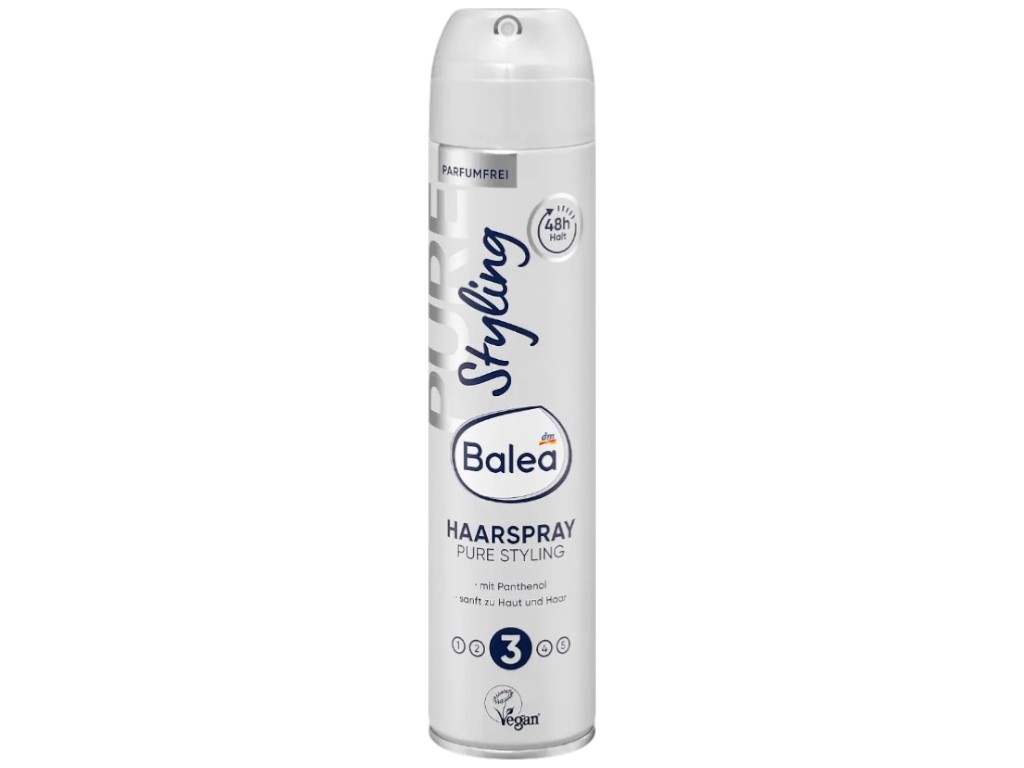 Лак для волос Balea Pure Styling, фиксация до 48 часов, без отдушек, 300мл