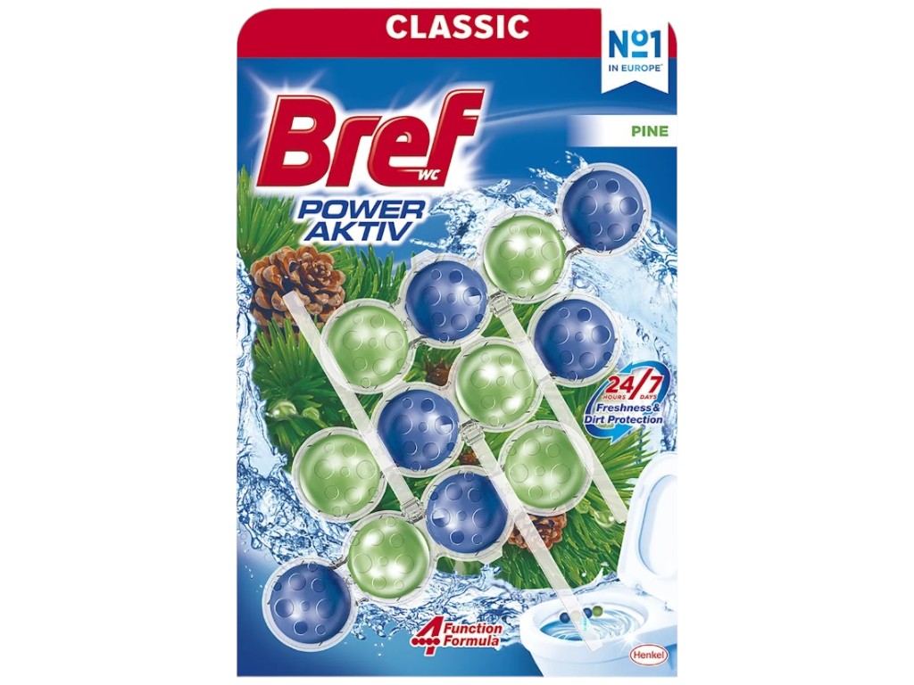 Блок туалетний підвісний Bref Power Aktiv Classic Pine, аромат сосна, 3х50г, 150г