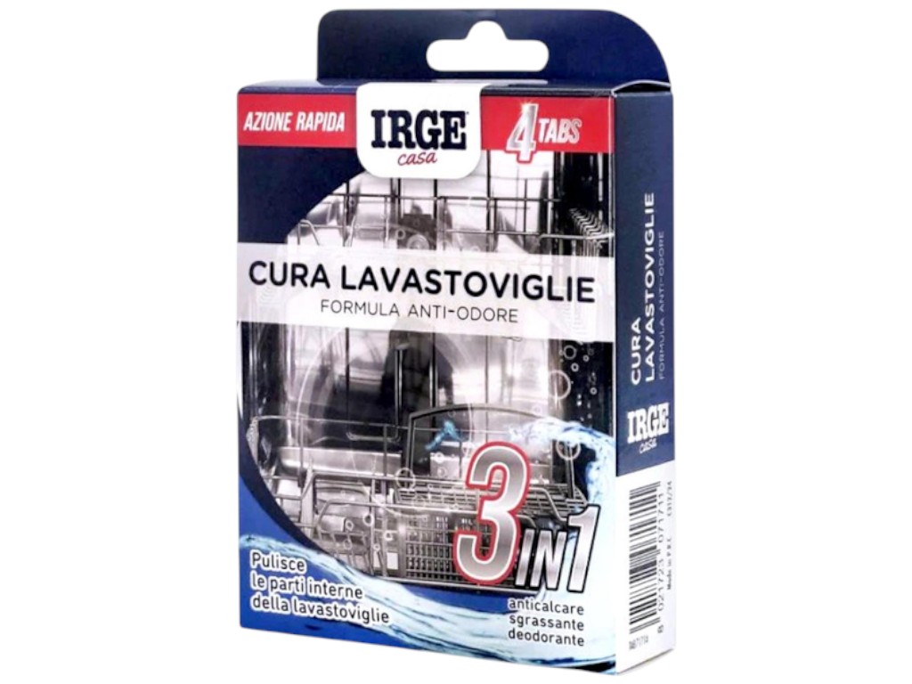 Таблетки для очистки посудомоечных машин Irge Cura Lavastoviglie, 3 в 1, 4шт