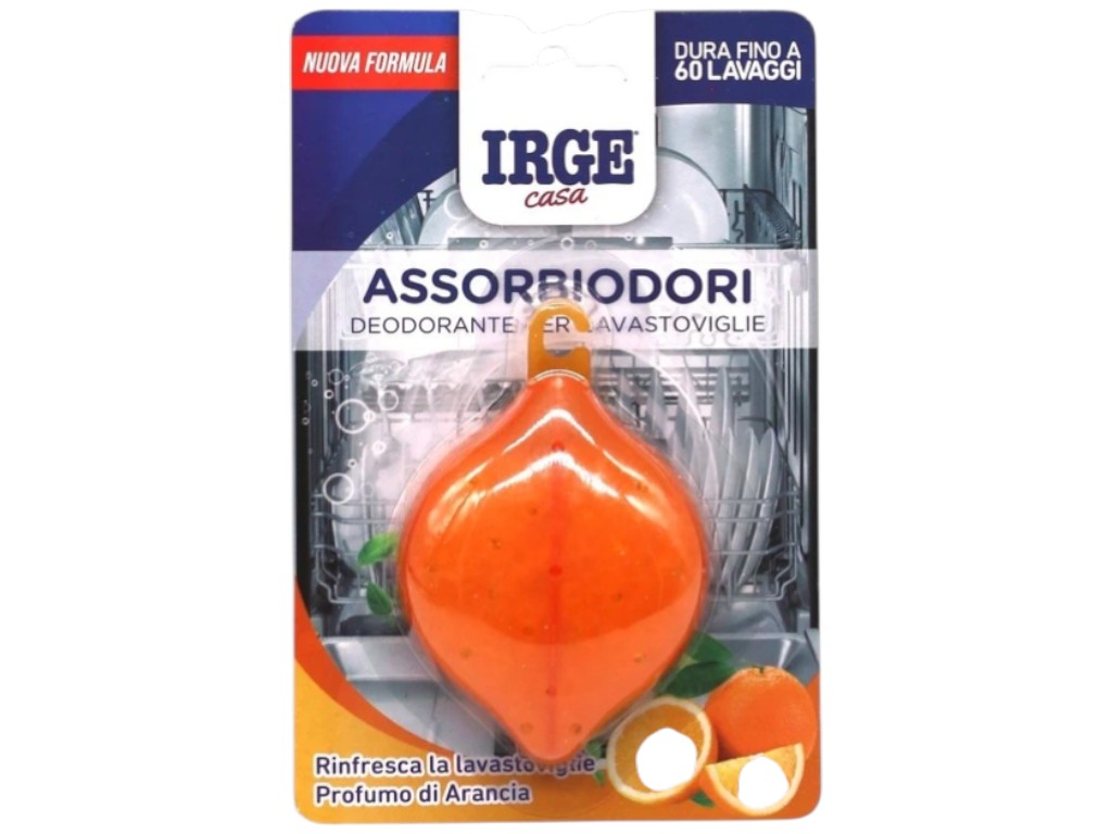 Поглинач запаху для посудомийних машин Irge, аромат апельсин, 35г, колір оранжевий
