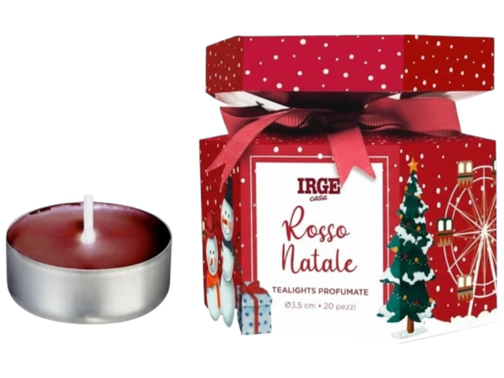 Набір чайних свічок Irge Christmas Rosso Natale, аромат червоних ягід, 10г, 3,5см, 20шт