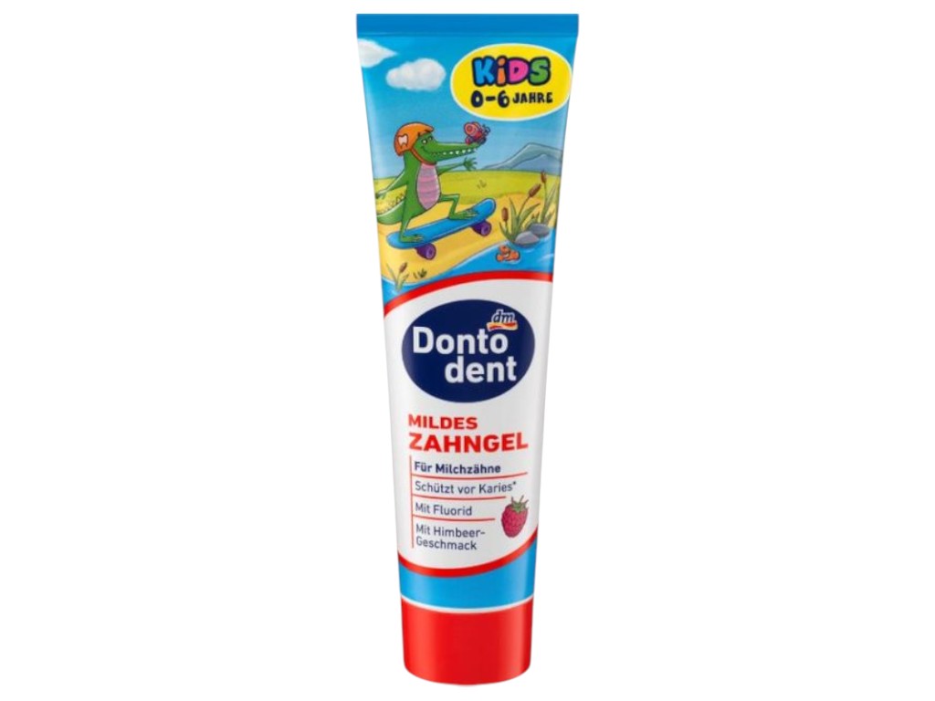 Зубной гель Dontodent для детей от 0 до 6 лет, с малиновым вкусом, 100мл