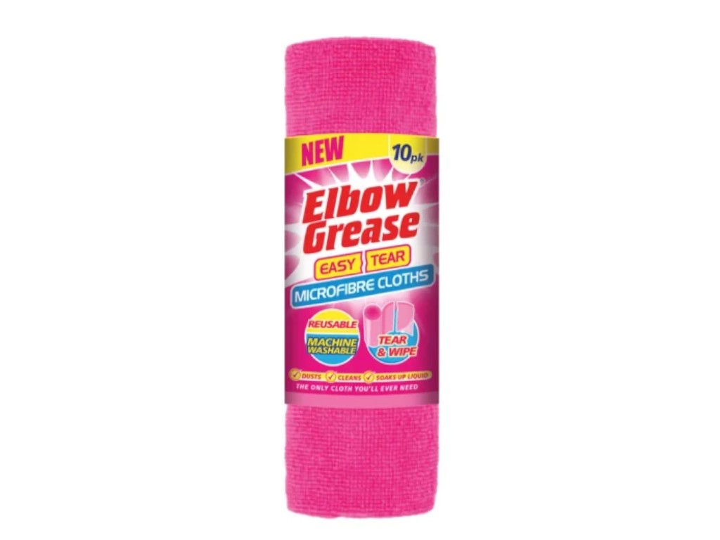 Салфетки Elbow Grease из микрофибры в рулоне, розовые, 10 штук