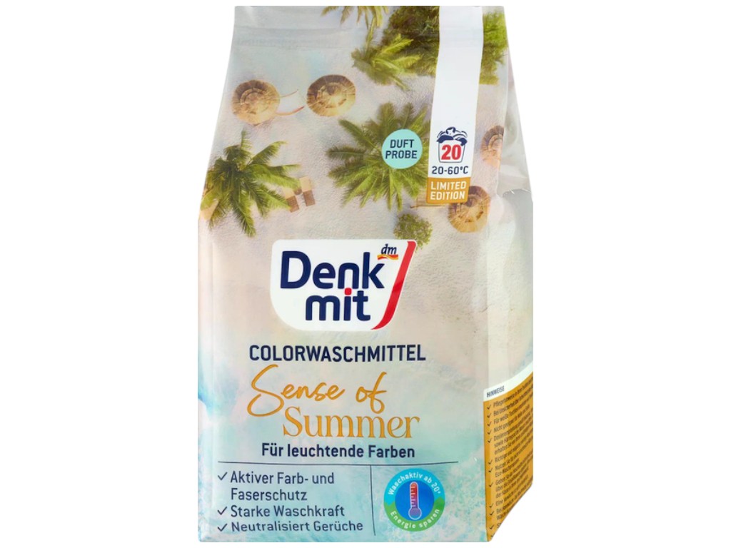 Порошок для стирки цветного белья Denkmit Colorwaschmittel, бесфосфатный, 20 стирок, 1,35кг