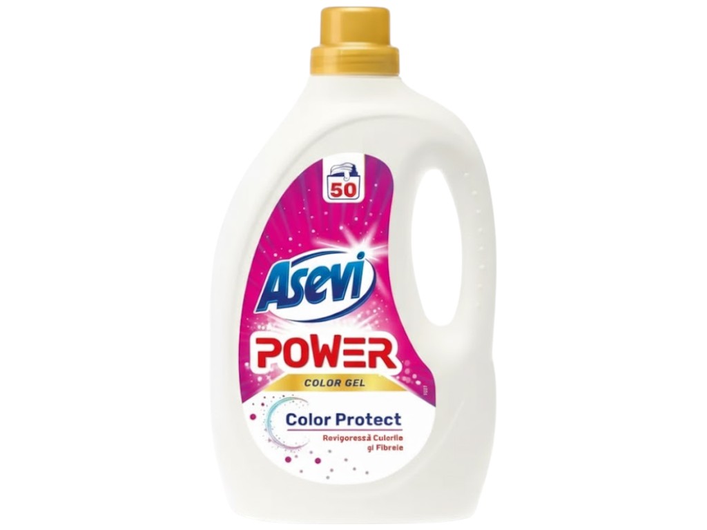 Гель для стирки цветного белья Asevi Power Color Protect, концентрированный, 50 циклов, 2,5л
