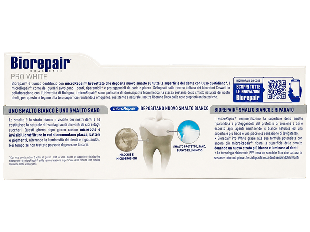 Отбеливающая зубная паста Biorepair Pro White для восстановления эмали, 75 мл