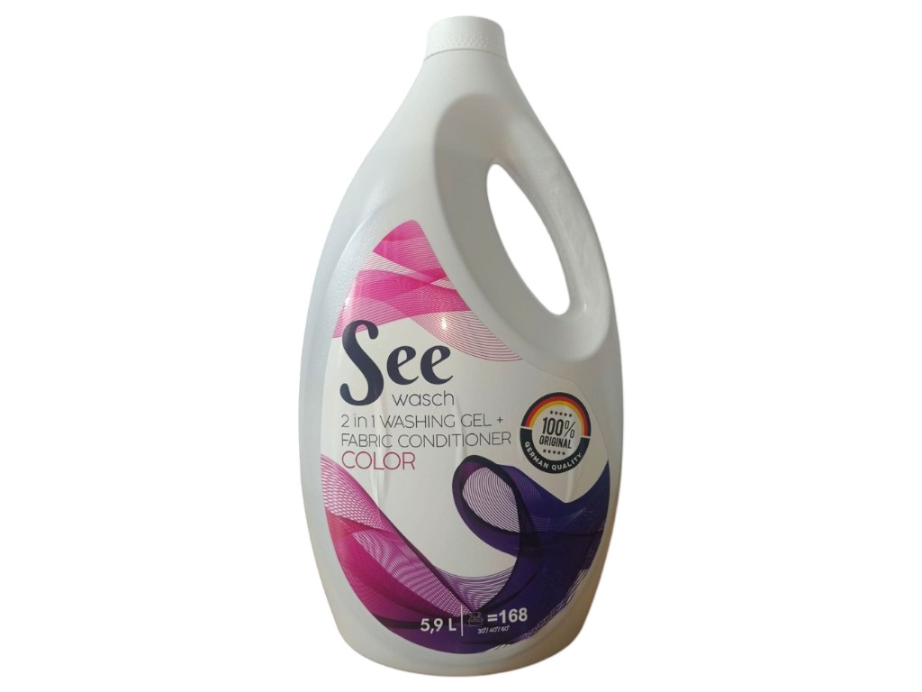 Гель для стирки See Wasch 2в1 для цветного белья, с формулой защиты тканей, 168 циклов стирки, 5,9л