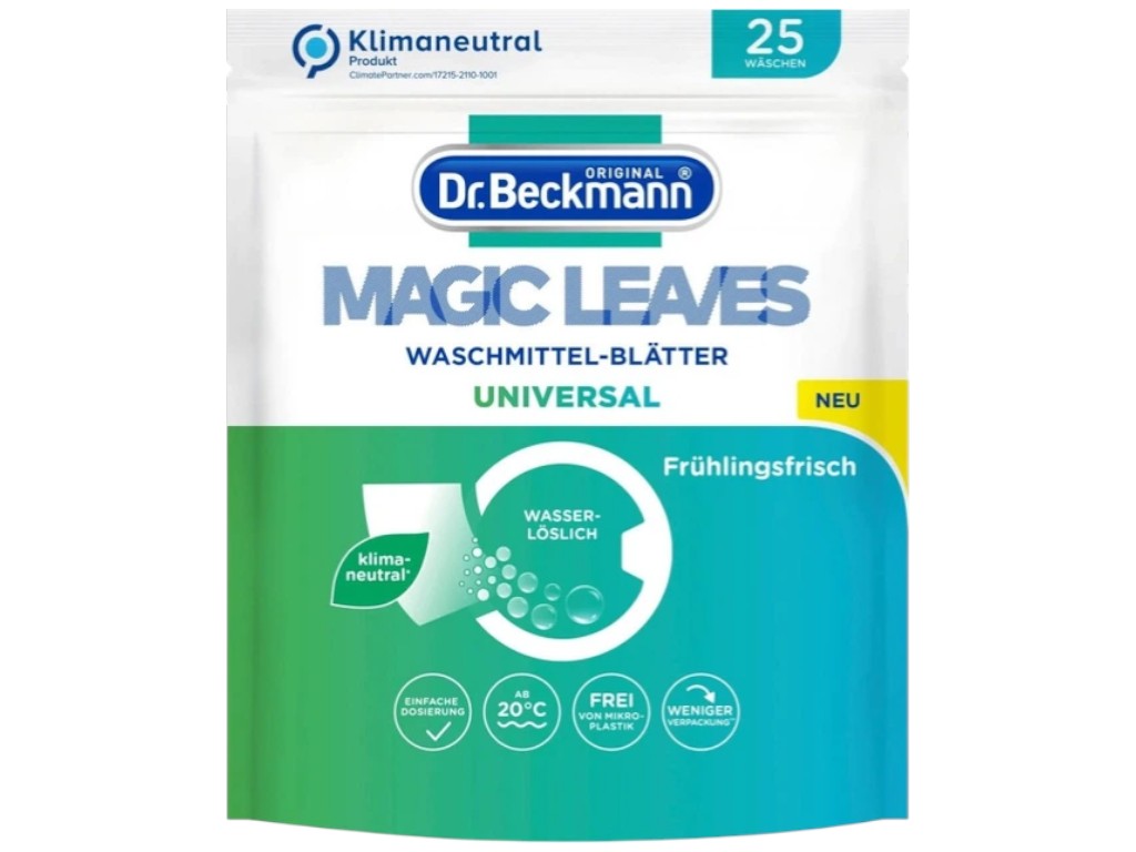 Листки для прання Dr. Beckmann Magic Leaves, універсальні, від 20°, аромат свіжий бриз, 25шт