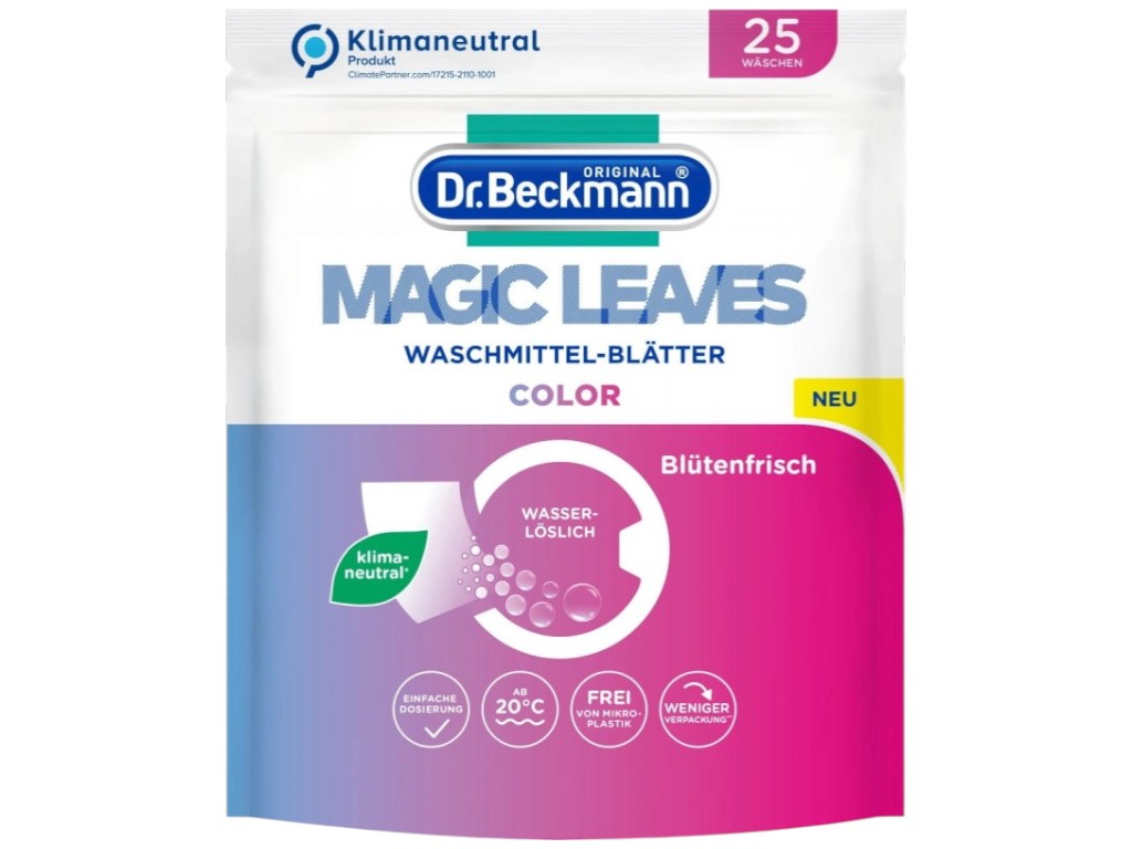 Листки для стирки Dr. Beckmann, для цветного белья, от 20°C, 25 циклов, аромат весенние цветы, 25шт