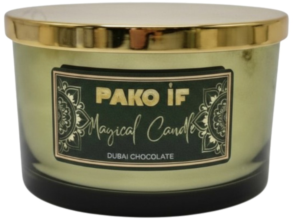 Свеча ароматическая Pako-If Magical Candle, в стакане, парафин, аромат дубайский шоколад, 13x8см