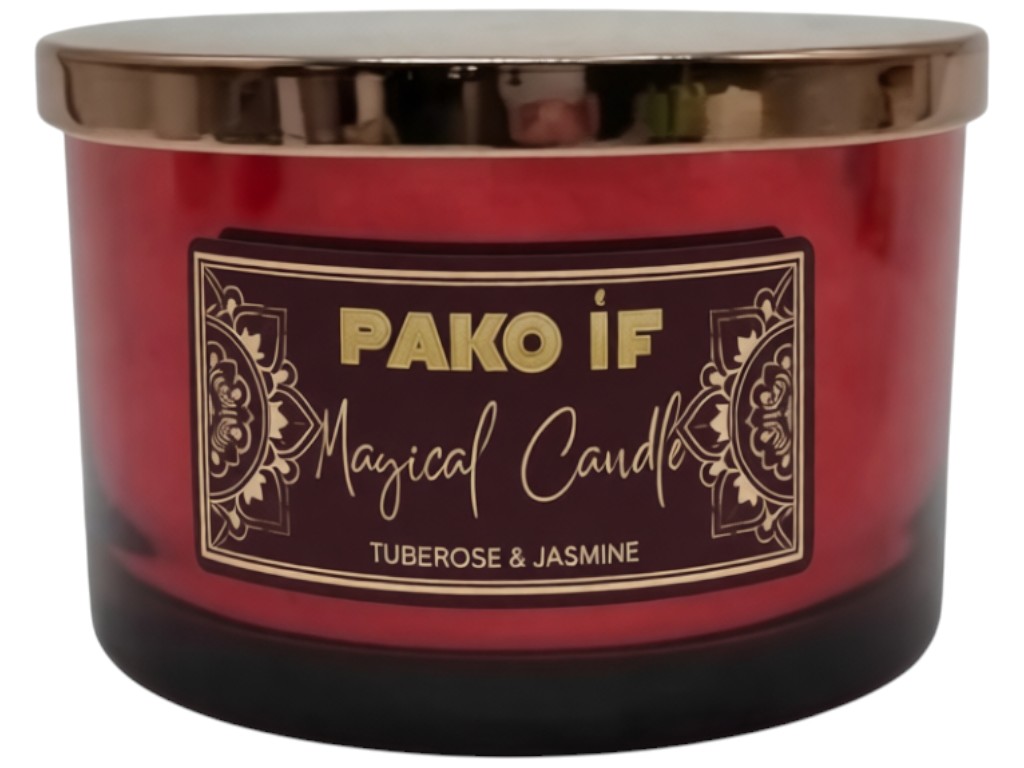 Свеча ароматическая Pako-If Magical Candle, в стакане, парафин, аромат туберозы и жасмина, 13x8см