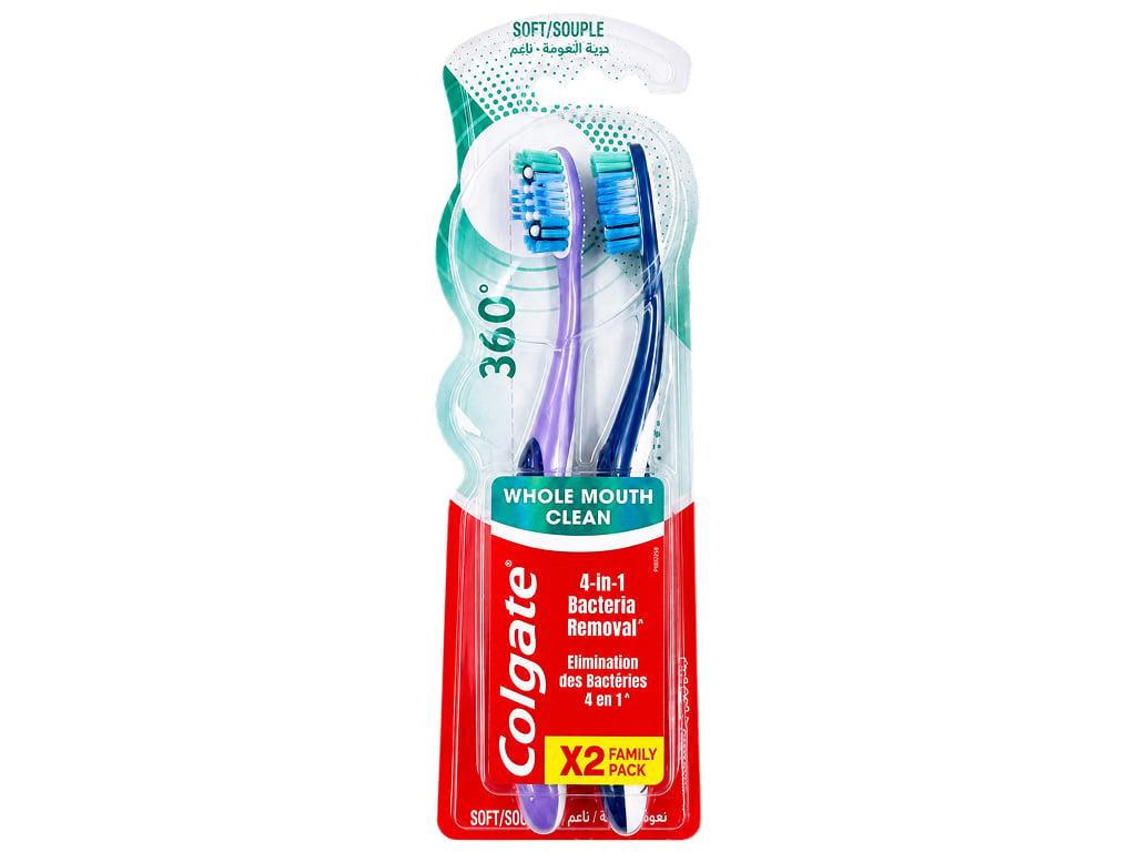 Набір зубних щіток Colgate 360° Clean Soft з м'якою щетиною, 2 шт (ціна за набір)