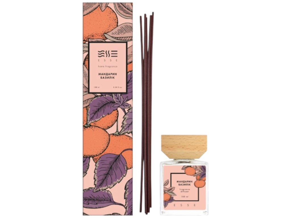 Аромадиффузор Esse Home Mandarin & Basil, стекло, аромат мандарин и базилик, 100мл