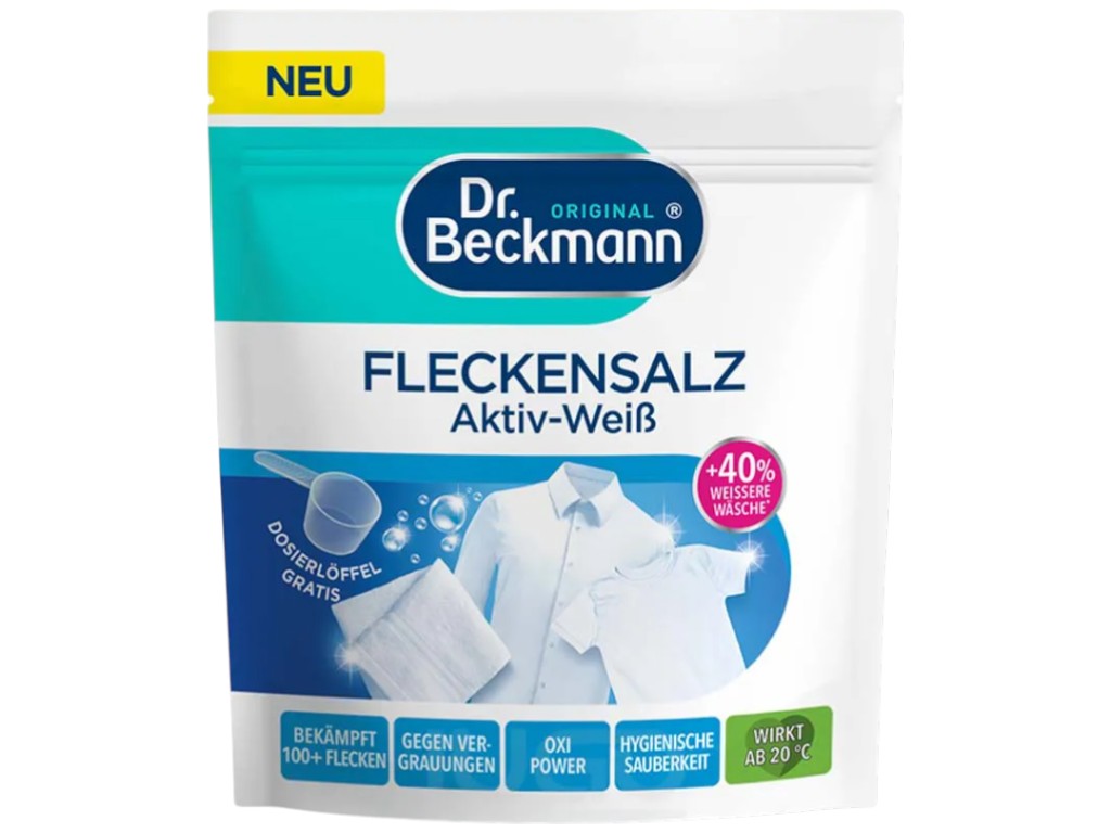 Отбеливатель-пятновыводитель Dr. Beckmann Fleckensalz Aktiv-Weiß, для белых тканей, 400г