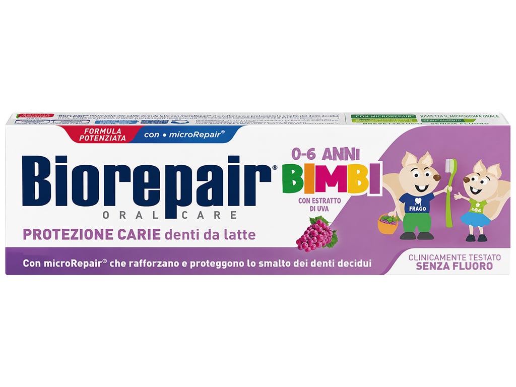 Дитяча зубна паста Biorepair Kids 0-6 з виноградним смаком без фтору, 50 мл