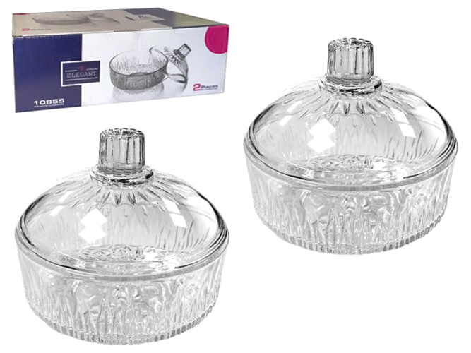 Сахарница с крышкой Sintra, стекло, 300мл, 13,5см, цвет прозрачный (цена за набор 2шт)