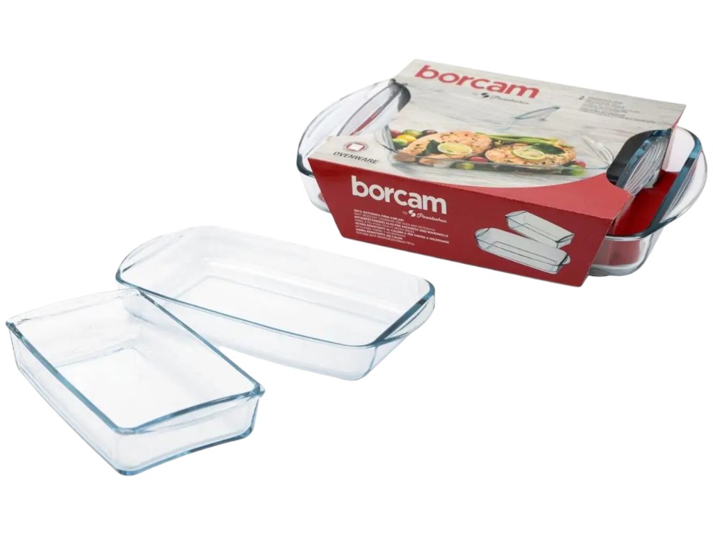 Набор форм для запекания Borcam Pasabahce, стекло, 1950мл, 1320мл, 33,5х19х5см, 26х14,5х5см, 2шт