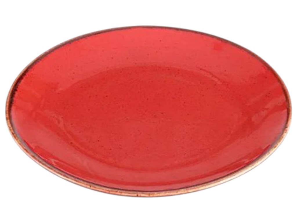 Тарілка Porland Red, фарфор, кругла форма, колір червоний, діаметр 24 см